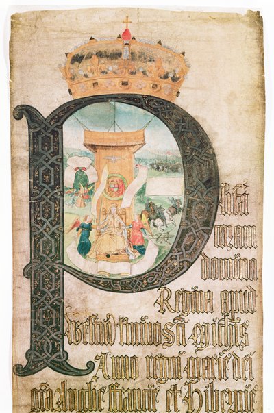 Initiale illuminée, Coram Rege Rolls - English School