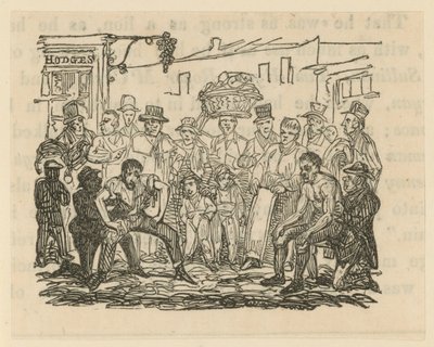 Illustration représentant une foule regardant un match de boxe - English School