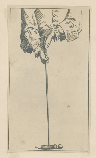 Illustration représentant une personne jouant au croquet - English School