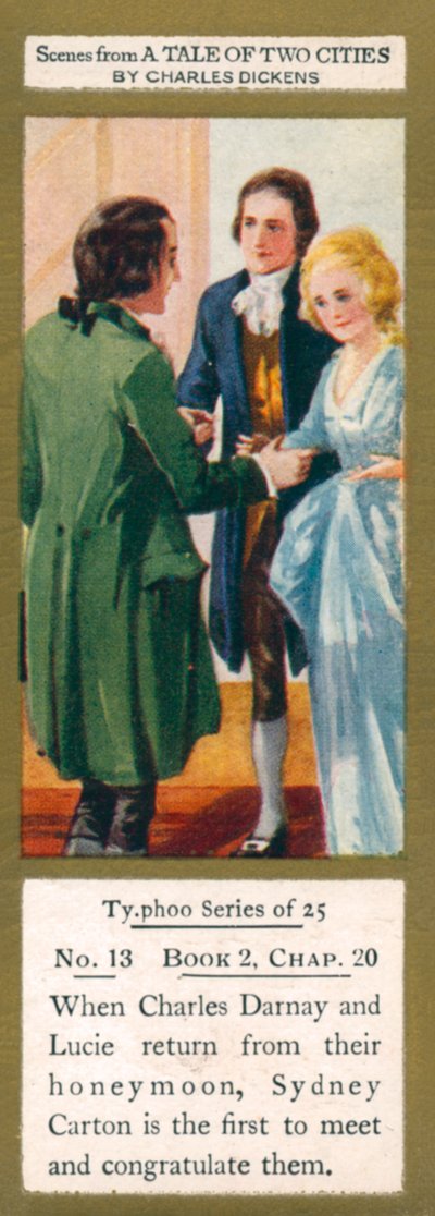Illustration pour Un conte de deux villes de Charles Dickens (lithographie couleur) - English School