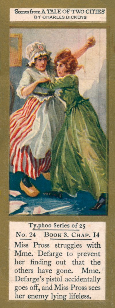 Illustration pour Un conte de deux villes de Charles Dickens (lithographie couleur) - English School