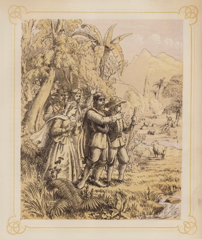 Illustration pour Le Voyage du pèlerin de Bunyan (lithographie) - English School