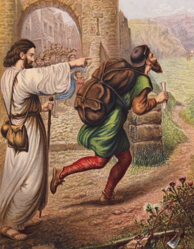 Illustration pour Le Voyage du pèlerin de John Bunyan - English School