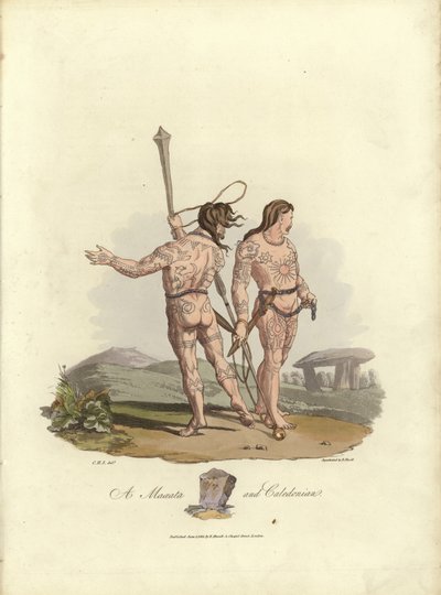 Illustration pour Le Costume des Habitants Originaux des Îles Britanniques - English School