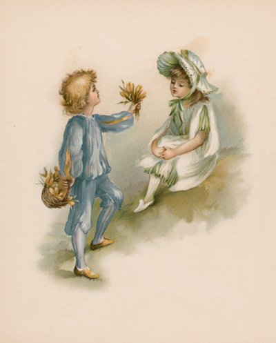 Illustration pour Le Langage des Fleurs (chromolithographie) - English School