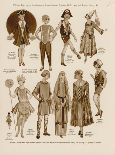 Illustration pour le catalogue de déguisements pour enfants de Weldon - English School