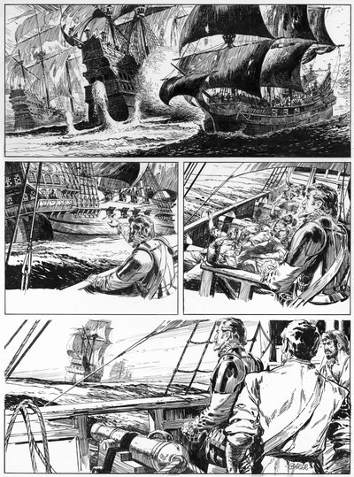 Illustration pour Westward Ho! de Charles Kingsley - English School