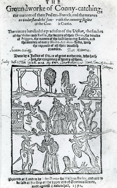 Illustration de la Groundworke of Conny-catching, 1592 - English School