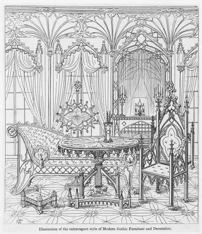 Illustration du style extravagant du mobilier et de la décoration gothiques modernes, de Principes véritables de l
