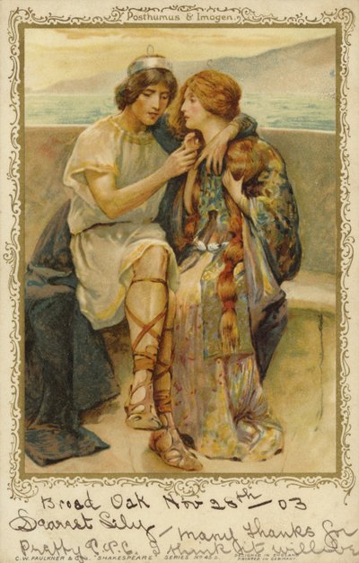 Imogen et Posthumus de la pièce Cymbeline de William Shakespeare - English School