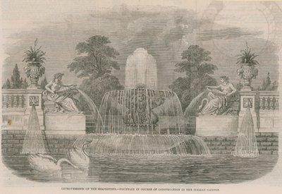 Améliorations de la Serpentine - Fontaine en cours de construction dans le jardin italien - English School