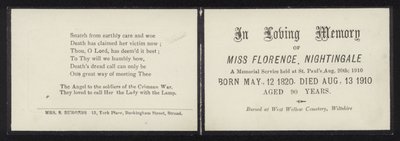 À la mémoire de Florence Nightingale - English School