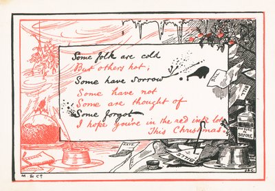 En rouge, en noir, Carte de Noël - English School
