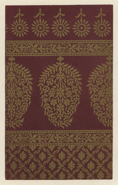 Écharpe indienne en mousseline violette, avec motif en impression dorée - English School