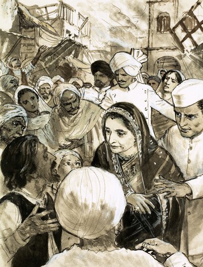 Indira Gandhi dans la ville d