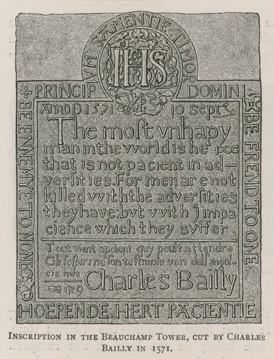 Inscription dans la Tour de Beauchamp - English School