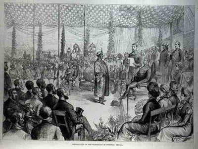 Installation du Maharajah de Burdwan, Bengale, de The Illustrated London News, 21 janvier 1882 - English School