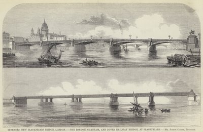 Nouveau Pont de Blackfriars Prévu, Londres, le Pont du Chemin de Fer de Londres, Chatham et Douvres, à Blackfriars - English School