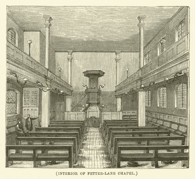 Intérieur de la chapelle Fetter-Lane (gravure) - English School