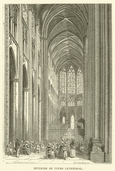 Intérieur de la cathédrale de Tours (gravure) - English School