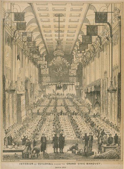 Intérieur de Guildhall pendant le grand banquet civique, 9 novembre 1837 - English School