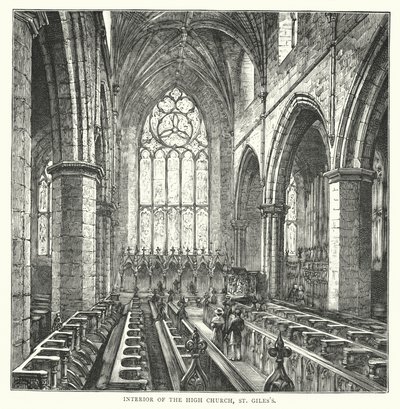 Intérieur de la Haute Église, St Giles (gravure) - English School