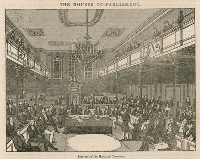 Intérieur de la Chambre des communes, Westminster, Londres - English School