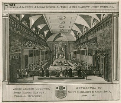 Intérieur de la Chambre des Lords pendant le procès de Sa Majesté la reine Caroline - English School