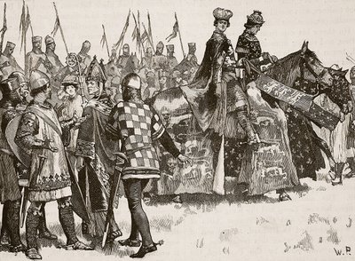 Entrevue entre Becket et le roi Henri, illustration de Cassells Illustrated History of England - English School