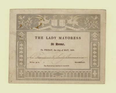 Invitation de la Lady Mayoress, Chez elle, 21 mai 1830 - English School