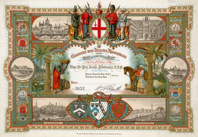 Invitation à une réception coloniale et indienne au Guildhall, Londres, le 25 juin 1886 - English School