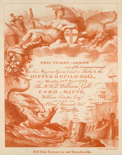 Invitation à un banquet au Guildhall, Londres, le 10 novembre 1888 - English School