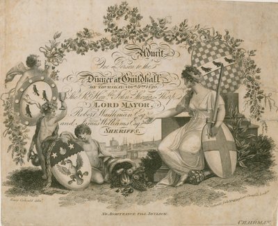 Invitation à un banquet au Guildhall, Londres, le 9 novembre 1820 - English School