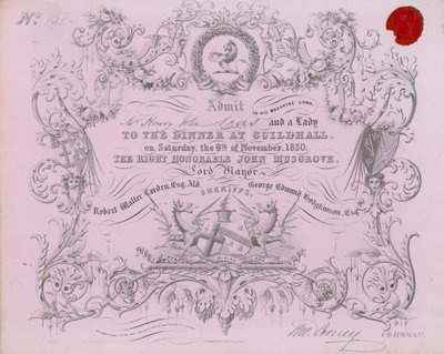 Invitation à un banquet au Guildhall, Londres, le 9 novembre 1850 - English School