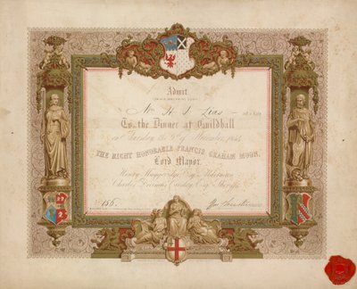 Invitation à un banquet au Guildhall, Londres, le 9 novembre 1854 - English School