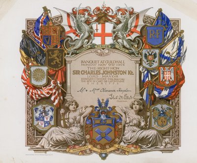 Invitation à un banquet au Guildhall, Londres, le 9 novembre 1914 - English School
