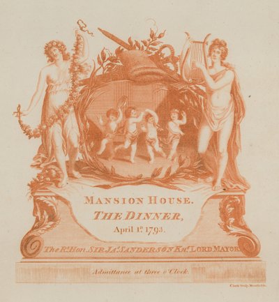 Invitation à un dîner au Mansion House, Londres, le 1er avril 1793 - English School