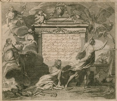 Invitation aux funérailles de M. Nicholson à St Alphage, London Wall, en 1753 - English School