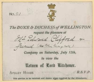 Invitation à voir le retour de Lord Kitchener - English School