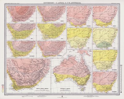 Isothermes, Afrique du Sud et sud-est de l
