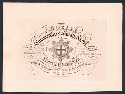 Carte de visite de J Boxall, hôtel commercial et familial - English School