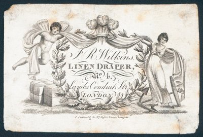 Carte de visite de J R Wilkins, drapier en lin - English School