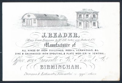 J Reader, contremaître chez Porter & Co, carte de visite - English School