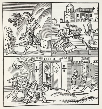 Jack et les Géants, illustration de Chap-books du XVIIIe siècle par John Ashton, pub. 1882 - English School