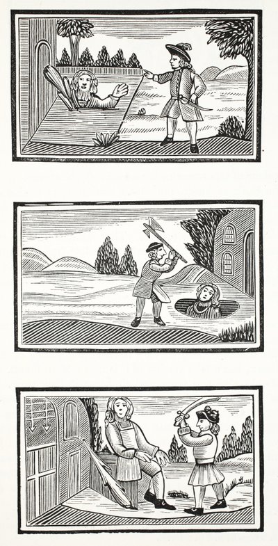 Jack et les Géants, illustration de Chap-books du XVIIIe siècle par John Ashton, pub. 1882 - English School