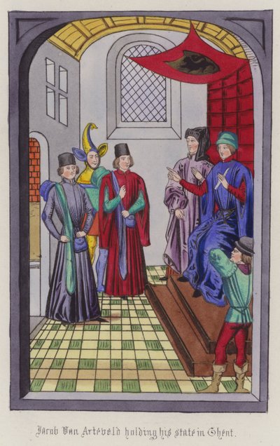 Jacob Von Artaveld tenant son état à Gand (gravure en couleur) - English School