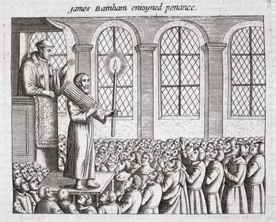 James Bainham en pénitence, illustration des Actes et Monuments de John Foxe, neuvième édition, pub. 1684 - English School