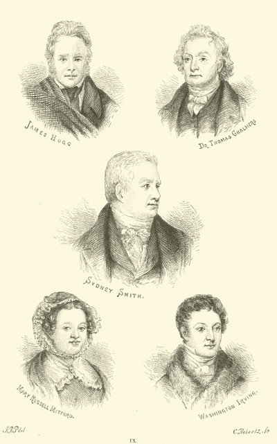 James Hogg, Dr Thomas Chalmers, Sydney Smith, Mary Russell Mitford, Washington Irving - English School