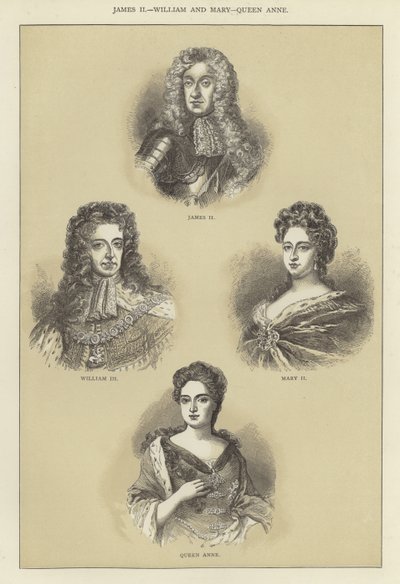 Jacques II, Guillaume et Marie, reine Anne - English School