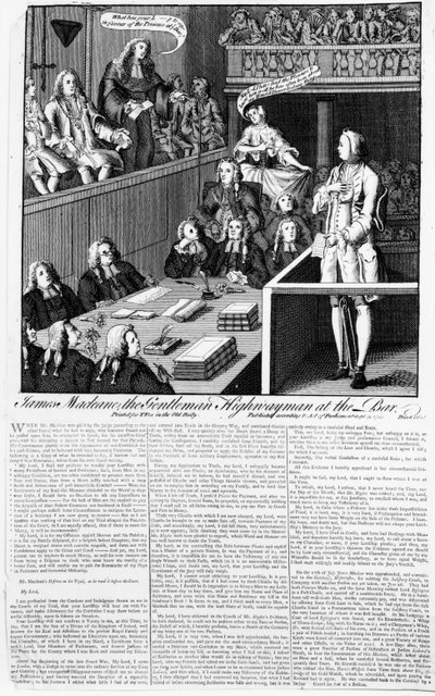 James Macleane le Gentleman Highwayman au tribunal, 1750 - English School